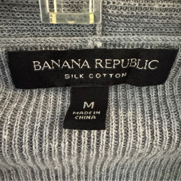 Banana Republic Silk Cotton Light Gray Women's Cardigan Medium - Picture 2 of 4